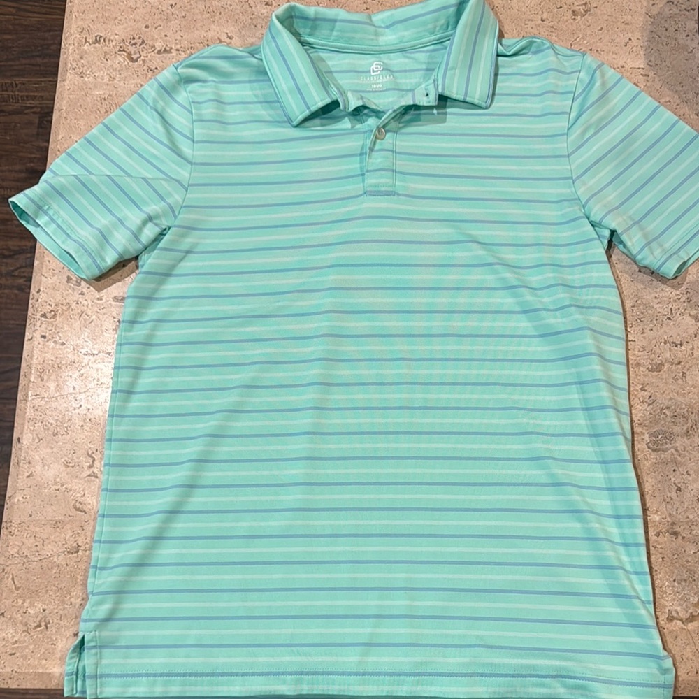 Class Club Kids Polo Shirt - Light Blue and Green Stripes